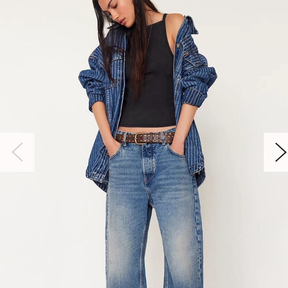 Free People Blue Straight Leg Jeans